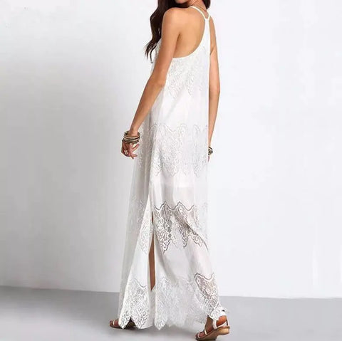 Summer Women's Lace V-Neck Spliced Dress (Beach Dress) Frugal Finds Galore