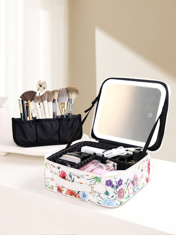 Portable Cosmetics Storage Box With Light And Mirror Frugal Finds Galore