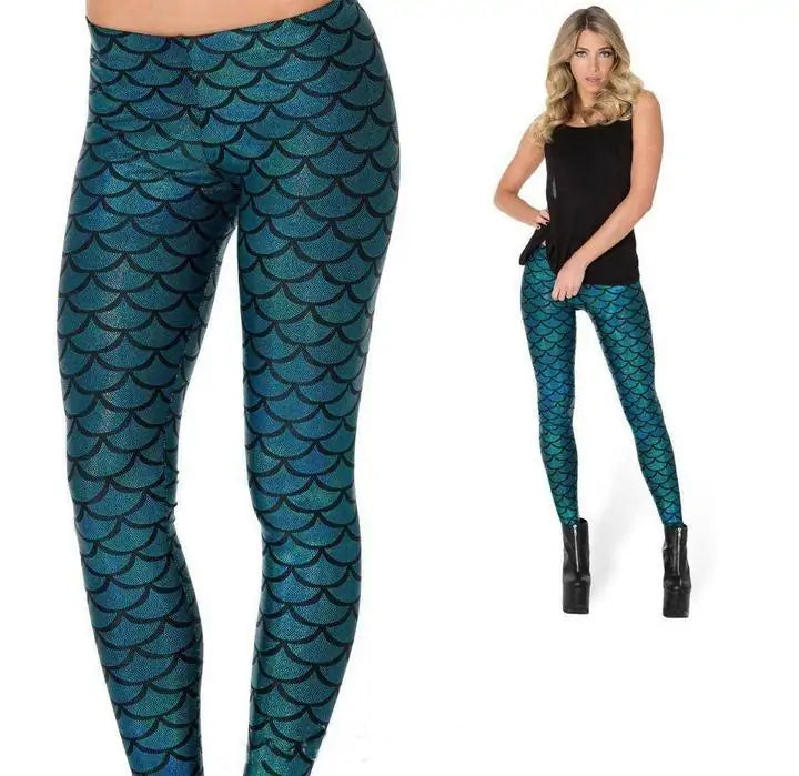 Leggings de sirena reflectantes que moldean las piernas