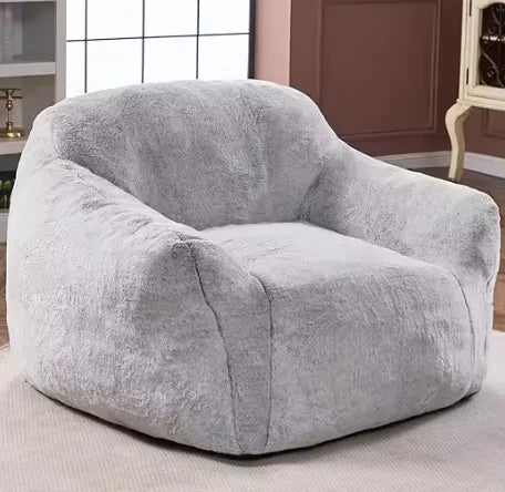 Sillón puf gigante de felpa con reposabrazos