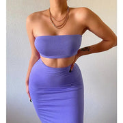 Solid Tube Crop Top and Skirt Set Frugal Finds Galore