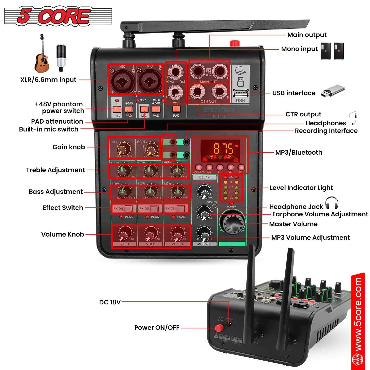 5Core Audio Mixer Sound Board