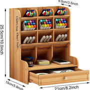 Multi-Functional Wooden Desk Organizer with Drawer Frugal Finds Galore