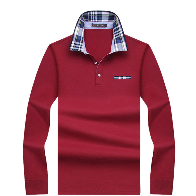 Men's Business Casual Lapel Fleece Loose Solid Color T-Shirt