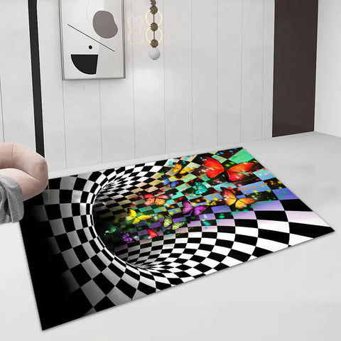 3D Geometric Illusion Rug - Non-Slip and Absorbent Frugal Finds Galore