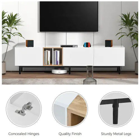 TV Stand Suitable For 80 Inch TV With 3 Doors Frugal Finds Galore
