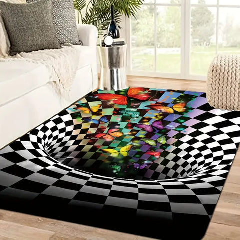 3D Geometric Illusion Rug - Non-Slip and Absorbent Frugal Finds Galore