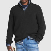 Men Casual Loose Zip Stand Collar Sweater Frugal Finds Galore