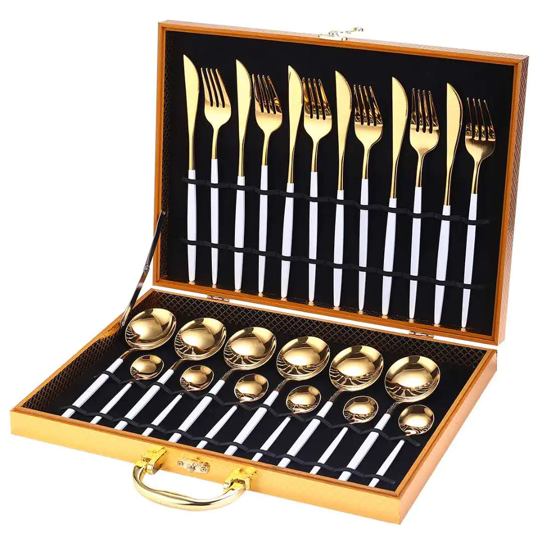 24pcs Gold Dinnerware Set