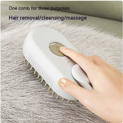3-in-1 Electric Pet Brush - Steam, Massage, and Hair Removal Frugal Finds Galore