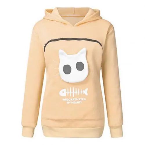 Sudadera con capucha para amantes de los gatos y bolsa para acurrucarse