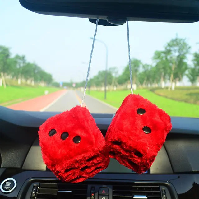 Retro Fuzzy Plush Dice Car