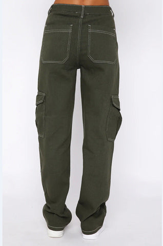 Women's Fashion Stitching Straight Multi-pocket Cargo Pants Frugal Finds Galore