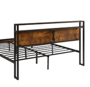 Queen Size Metal Platform Bed Frame With Wooden Headboard And Footboard With USB LINER Frugal Finds Galore