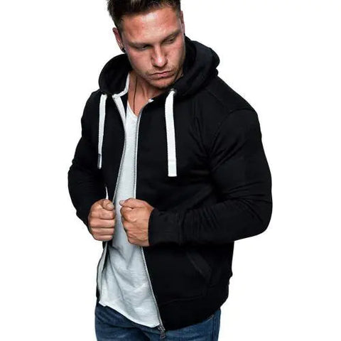 Men's Fashion Zip Pocket Drawstring Sport Hoodie Frugal Finds Galore