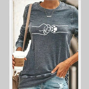 Cat Print Long Sleeve Round Neck Pullover T-Shirt Frugal Finds Galore