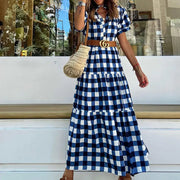 Fashion Stand Collar Short Sleeve Midi Dress Frugal Finds Galore