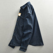 Striped Denim Shirt Men's Business Shirt Coat Frugal Finds Galore