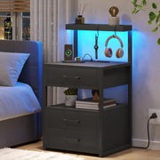LED Nightstand with Charging Station, 3 Drawers Frugal Finds Galore