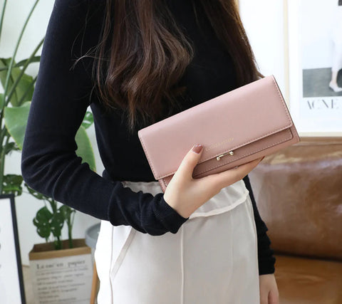 Women's Long Suede Wallet - Clutch Purse Frugal Finds Galore