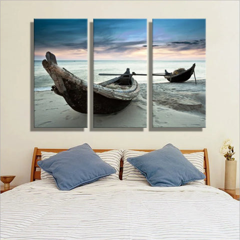 Modern Minimalist Canvas Painting - Three Boat Prints Frugal Finds Galore