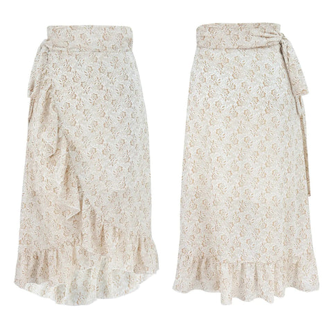 High Waist Black Floral Ruffle Chiffon A-Line Skirt Frugal Finds Galore