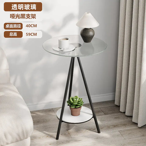 Minimalist Iron Side Table with Double Layer Glass Frugal Finds Galore