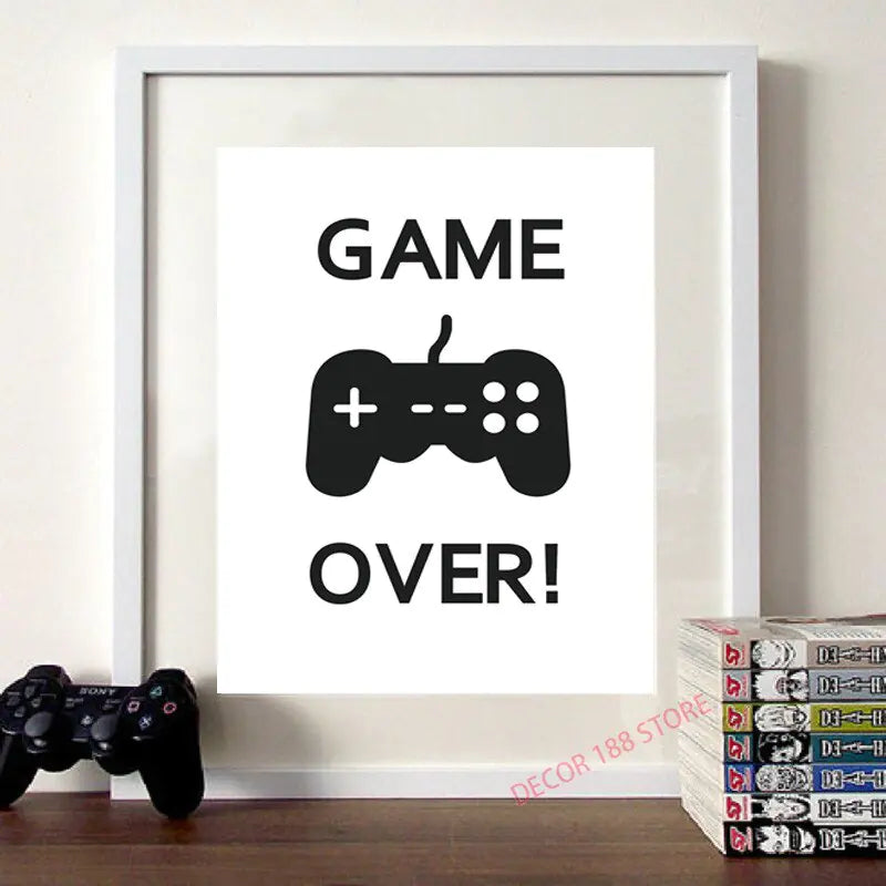 Video Game Black White Posters