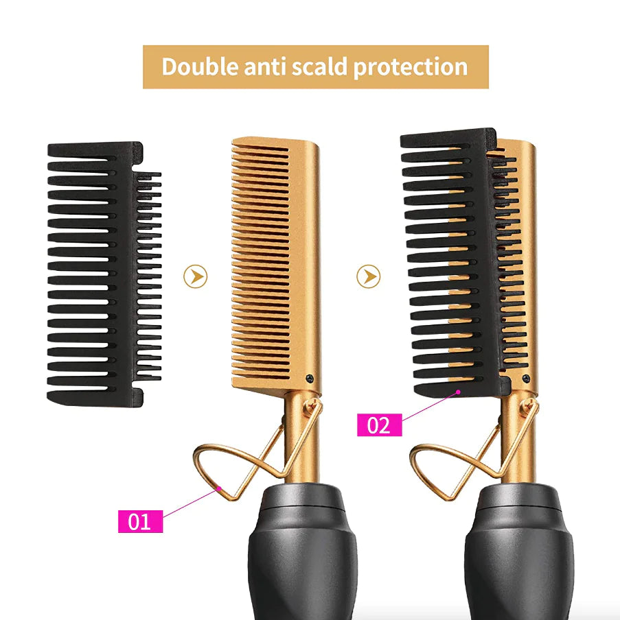 Electric Hair Straightening Heat Hot Comb Press