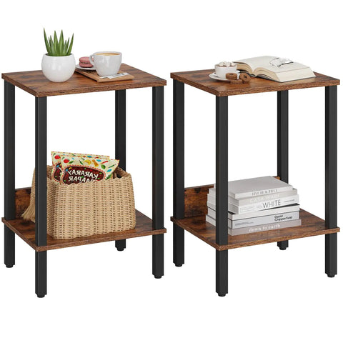 Set of 2 Nightstands with 2-Tier Storage Shelves Frugal Finds Galore