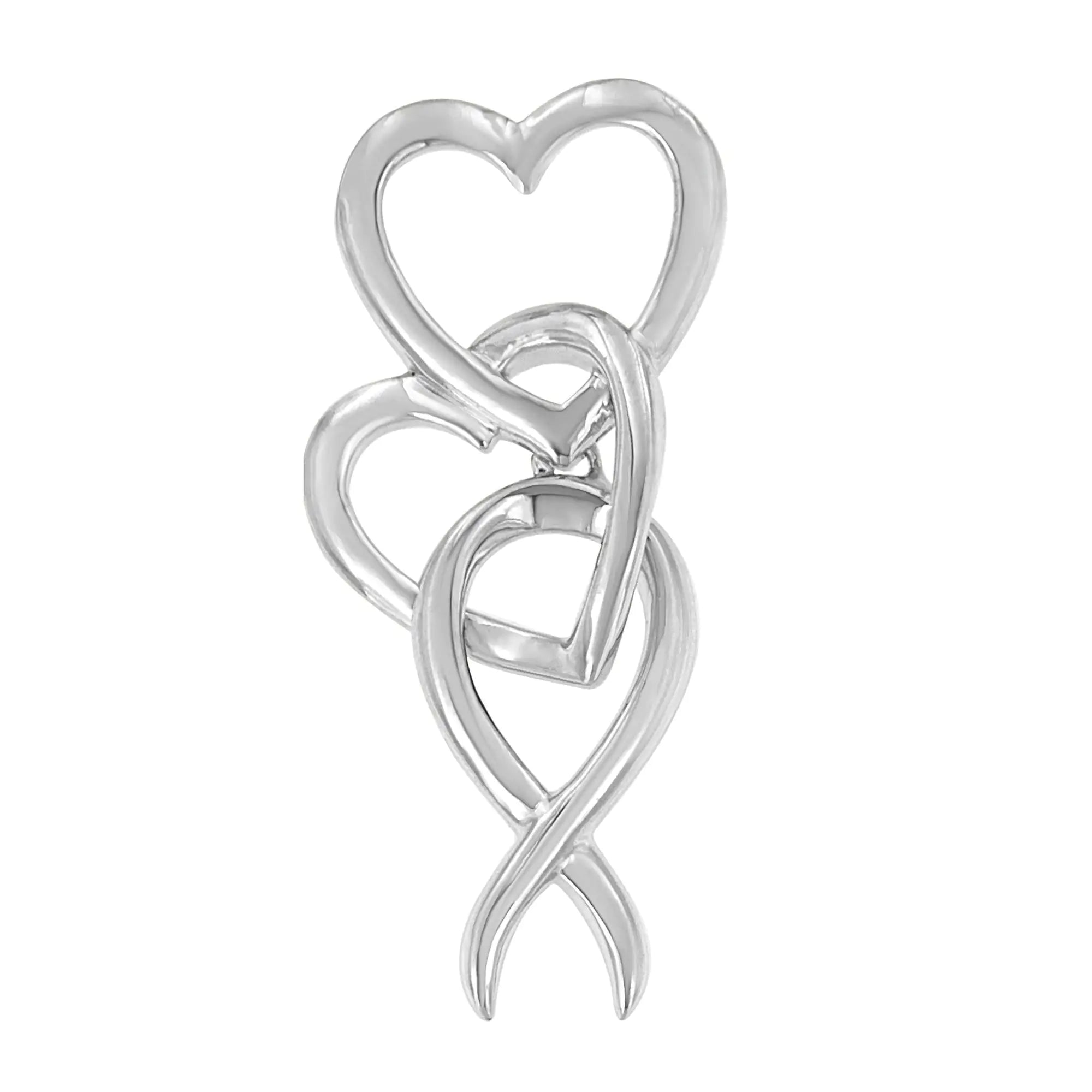 Sterling Silver Double-Heart & Awareness Ribbon Linked Necklace