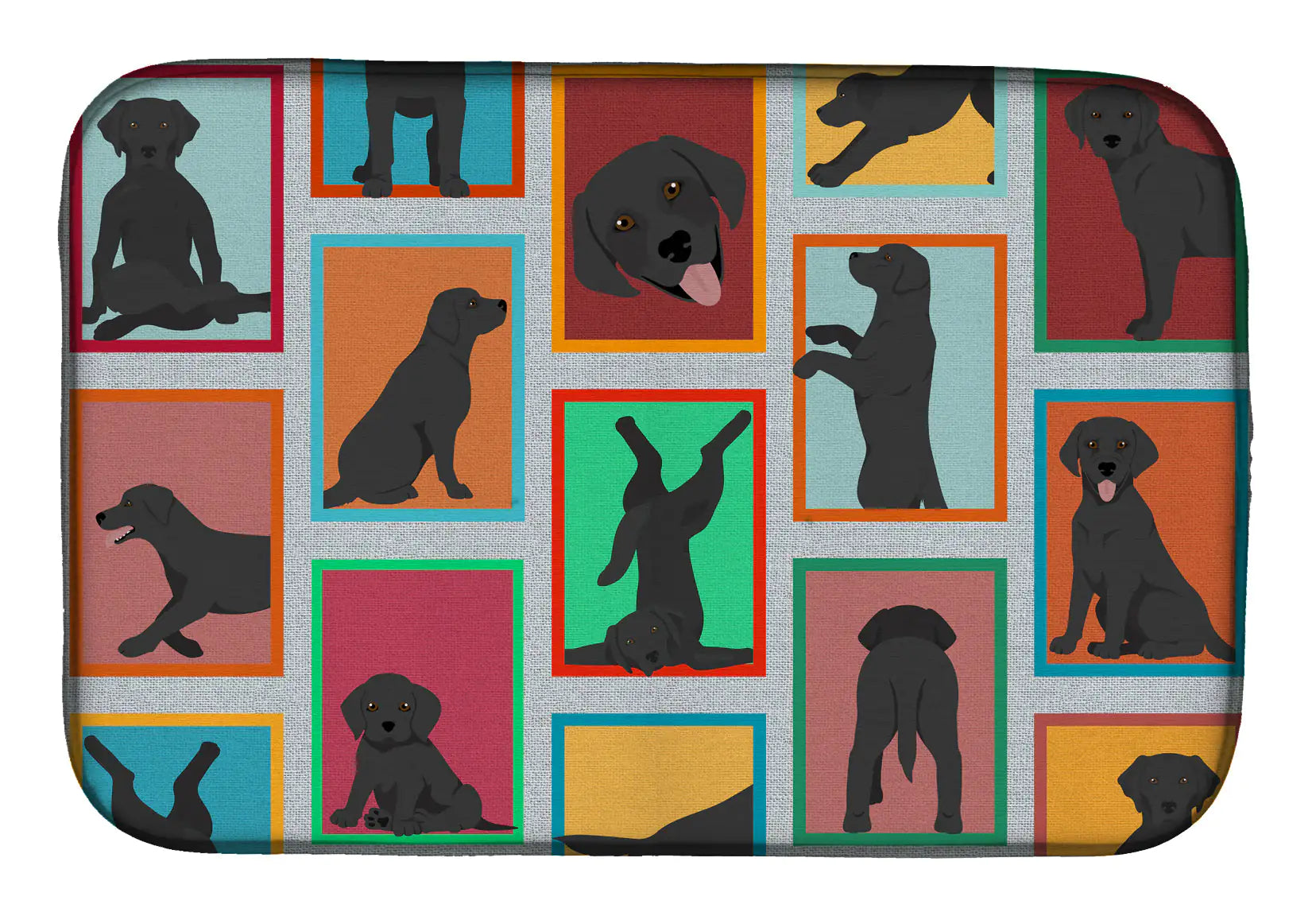 Lots of Black Labrador Retriever Dish Drying Mat