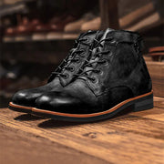 Men's Retro Lace-up Leather Ankle Motorcycle Boots Frugal Finds Galore