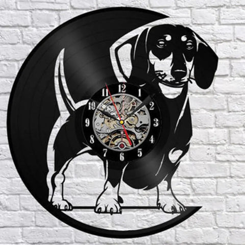 Cute Pet Dog Living Room Clock - Vintage Vinyl Design Frugal Finds Galore
