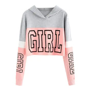Patchwork Crop Top Hoodie Sweatshirt for Women Frugal Finds Galore