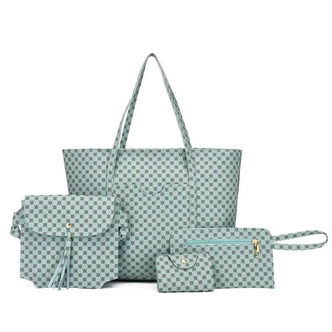 Stylish Geometric Tote Bag Set - Handbag, Clutch & Key Bag Frugal Finds Galore