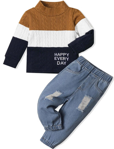 Toddler Boy Sweater Jeans Set Frugal Finds Galore