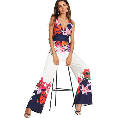 Floral Print Sleeveless Jumpsuit with Zipper Closure Frugal Finds Galore