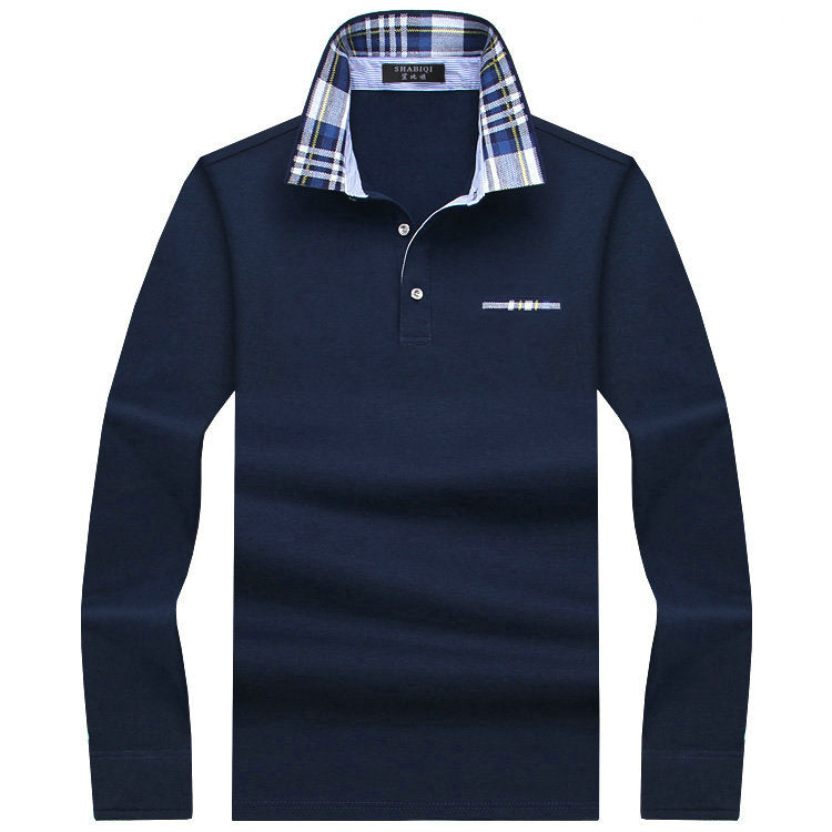 Men's Business Casual Lapel Fleece Loose Solid Color T-Shirt