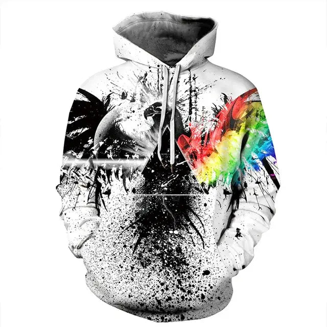 Rainbow Paint Splatter Tie-Dye 3D Hoodie