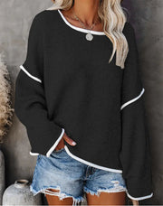 Casual Round Neck Long-sleeved Sweater Top in Solid Colors Frugal Finds Galore