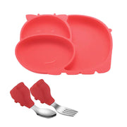 Silicone Baby Feeding Plate with Suction and Utensils Set Frugal Finds Galore