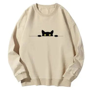Cat Print Round Neck Sweater Frugal Finds Galore
