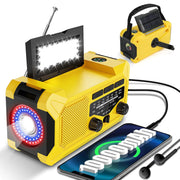 Solar Hand Crank Radio with 10000mAh Battery AM/FM/NOAA Emergency Weather Radio with Reading Lamp Flashlight Torch Light SOS Alarm Compass Thermometer & Headphone Frugal Finds Galore