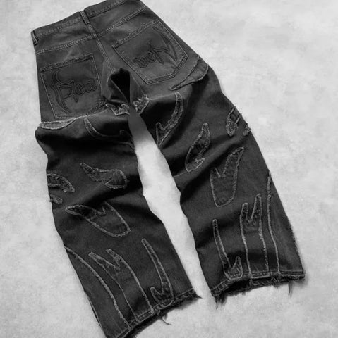 Retro Patchwork Hole Jeans Frugal Finds Galore
