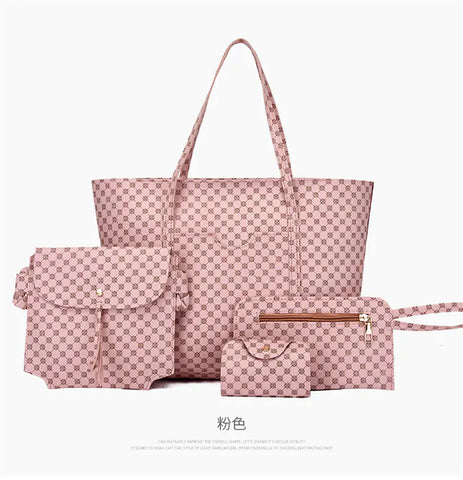 Stylish Geometric Tote Bag Set - Handbag, Clutch & Key Bag Frugal Finds Galore