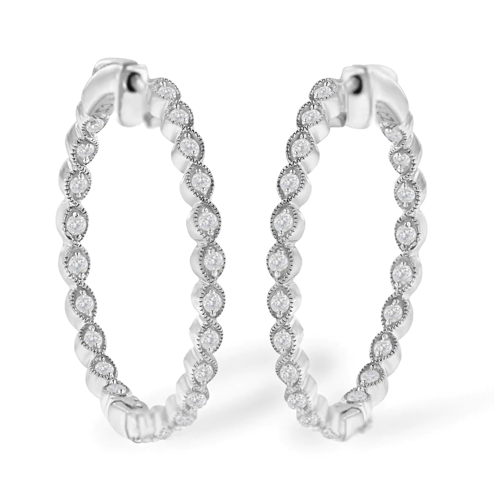 Sterling-Silver Diamond Hoop Earring