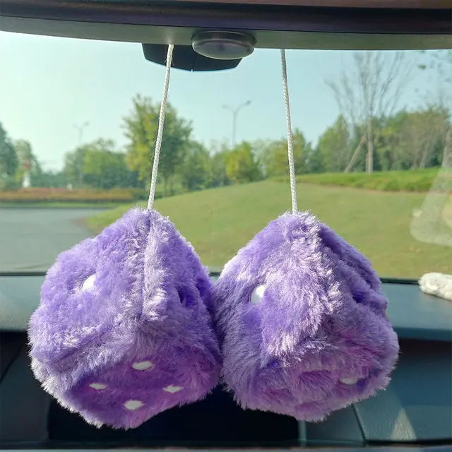 Retro Fuzzy Plush Dice Car