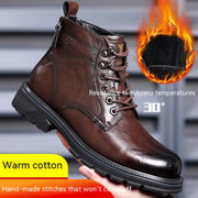 Men's Vintage Fleece-lined Leather Outdoor Boots Frugal Finds Galore