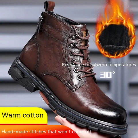 Men's Vintage Fleece-lined Leather Outdoor Boots Frugal Finds Galore
